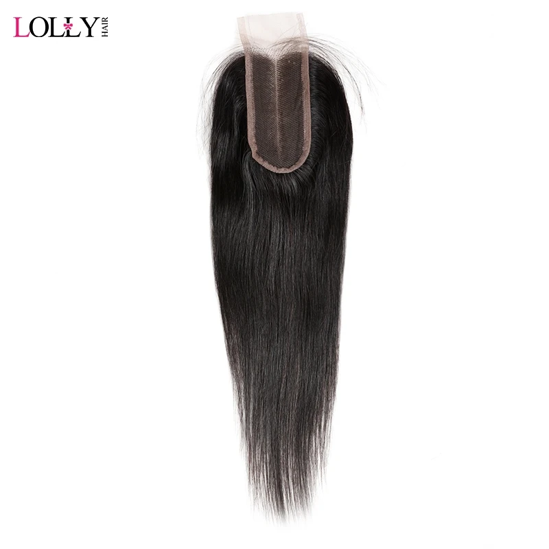 

Lolly Hair Brazilian Straight Lace Closure With Baby Hair Swiss Lace Middle Part 2X4 Remy Human Hair Closure Can Be Dyed