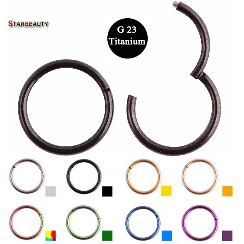 1PC G23 Titanium 16G Nose Rings Hinged Segment Ring Septum Clicker Piercing Nose Earring Tragus Pircing Nariz Body Jewelry - Image 2