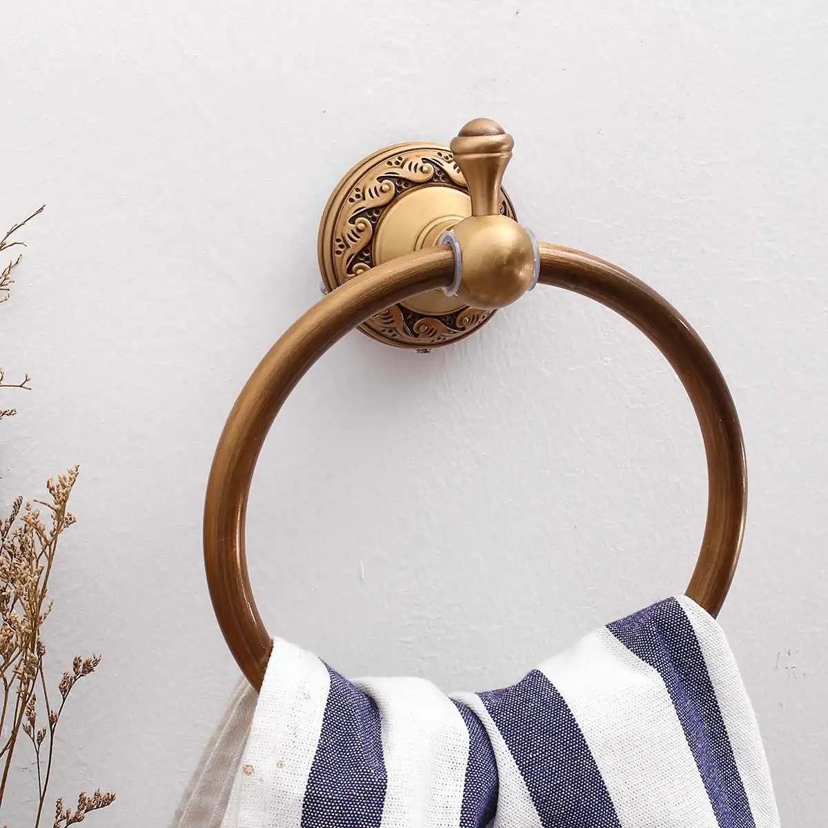 

Antique Bronze Towel Hanging Rack Storage Holder Hanger Kitchen Bathroom Towel Hanger Wall Mounted Towel Holder Ring