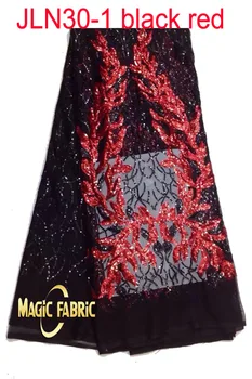 

Hot Sale french net lace 5yards,african net lace high quality african tulle lace fabric with sequins JLN30