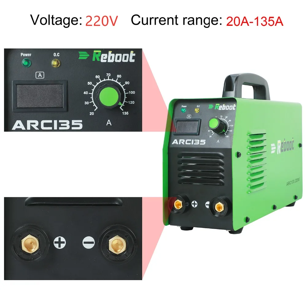 Перезагрузка ARC сварочный аппарат ARC-135 сварочный инструмент DC 220 В палка сварщик 135 сварочный аппарат с усилителем портативный мини MMA