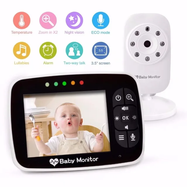 3.5Inch Wireless Intercom Temperature Display Baby Monitor Feeding Alarm 1
