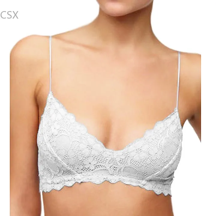 Women/'s White Lace Floral Bralet Bra Bustier Crop Top Lace Up Back Cami Unpadded