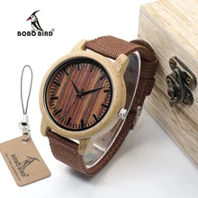 BOBO OISEAU WD10 Mens De Luxe Top Brand Design Montre Hommes Bracelets en bois Designer Montres De Luxe Bambou Montre Cadeau Boîte Accepter OEM