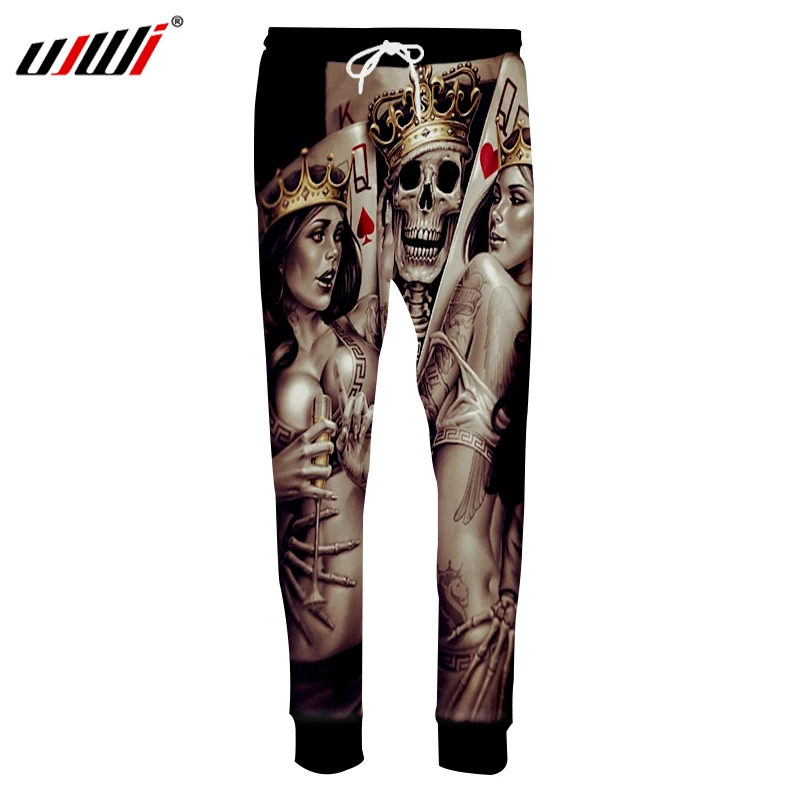 

UJWI Mens Fitness Pant 3D Print Metal Skull Bride Groom Sweatpants Casual Elastic Full Length Trousers Joggers Pants for Men