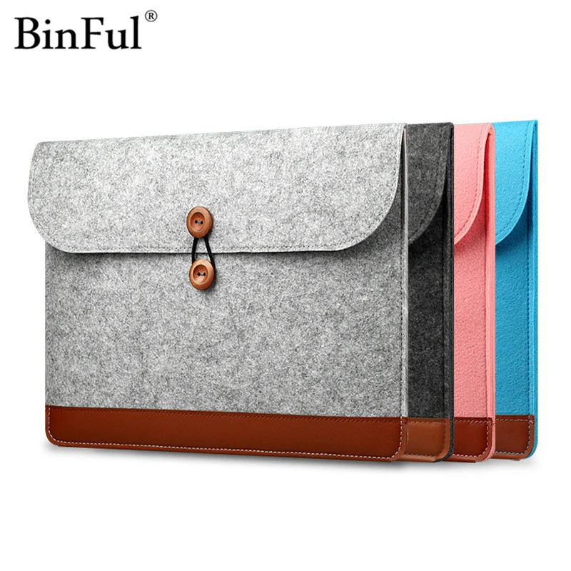 

Binful Hot new Wool Felt Cover 11 12 13 Protective Laptop Bag Sleeve Case for Apple Macbook Air Pro 13.3 15 Retina 15.4 Notebook