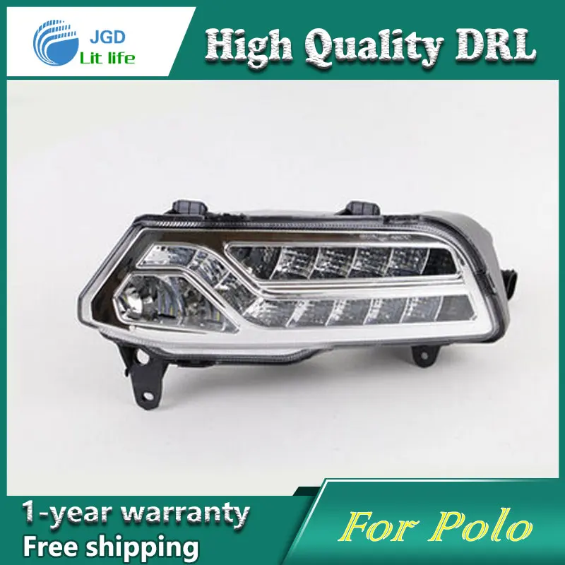 

Free shipping !12V 6000k LED DRL Daytime running light case for VW Polo 2014 2015 fog lamp frame Fog light Car styling