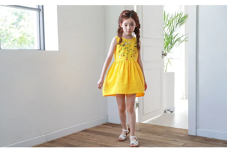 bow cotton ruffles baby teenage girl cotton summer dresses for kids girl yellow irregular children girls princess dresses 2018 new 5 6 7 8 9 10 11 12 13 14 15 years teenage girls kids dresses for girls clothing for teen  (10)