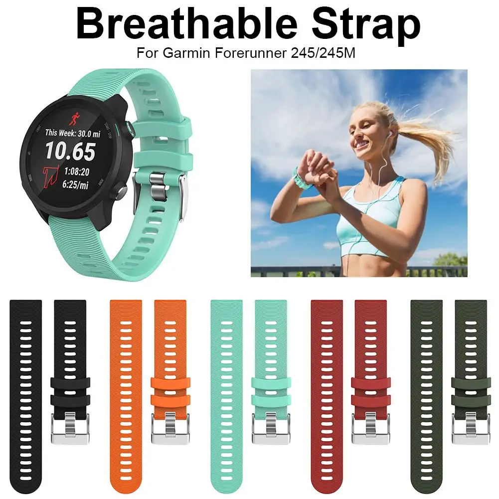 

20MM Watchband For Garmin Forerunner 245/245M Replacement Quick Release Wrist Strap Silicone Strap Easy fit Wrist Band Strap