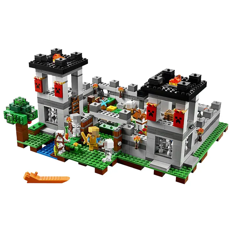 

Legoing Minecraft Figures My World The Fortress 523Pcs Sets Building Blocks Compatible Minecraft Legoings DIY Toys For Children