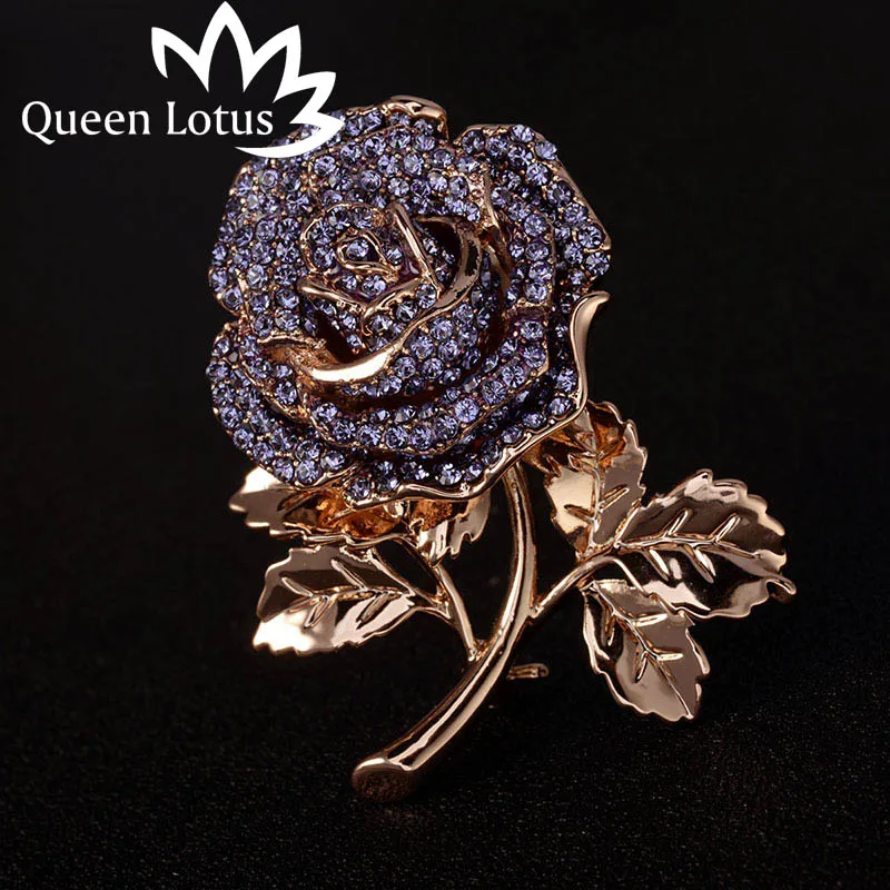 

2018 new fashion Purple Rose Bright Brooch Fashion Clothing Accessories Brooch for Wedding Bouquet of Women gifts hot sell Ladie