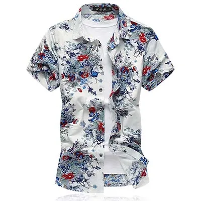 LONMMY плюс Размер 7XL мужские s платья рубашки мерсеризованный хлопок camisa рубашка мужская, с коротким рукавом модная мужская рубашка лето - Цвет: 3705