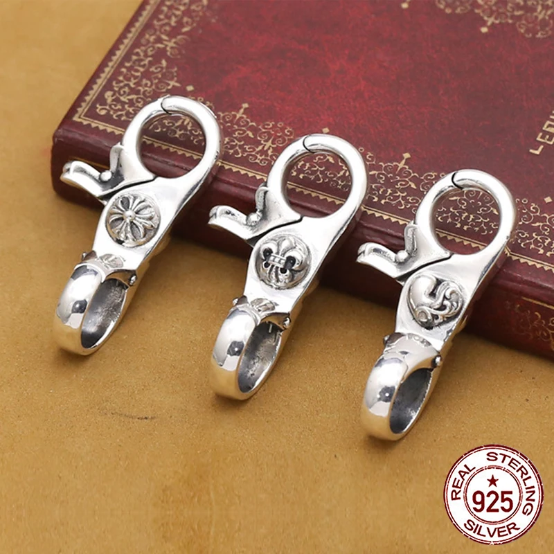 

100% S925 sterling silver keychain personality fashion retro punk style domineering cross anchor shape to send lover's gift