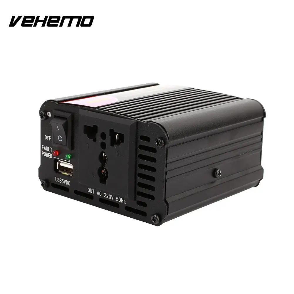 Vehemo мощность Инвертор автомобильный Inteverter адаптер DC12V к AC220V алюминиевый сплав Высокая Производительность автомобильный открытый зарядное устройство