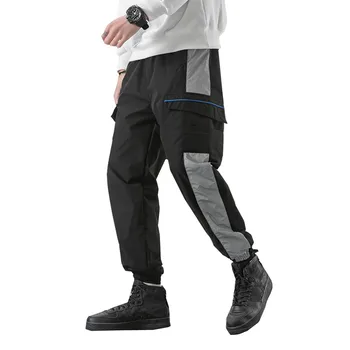 

2019 Harem Pants For Men Black Patchwork Korean Style Designer Jogger Male Cargo Pants Trousers Multi-Pocket Plus Size M-5XL
