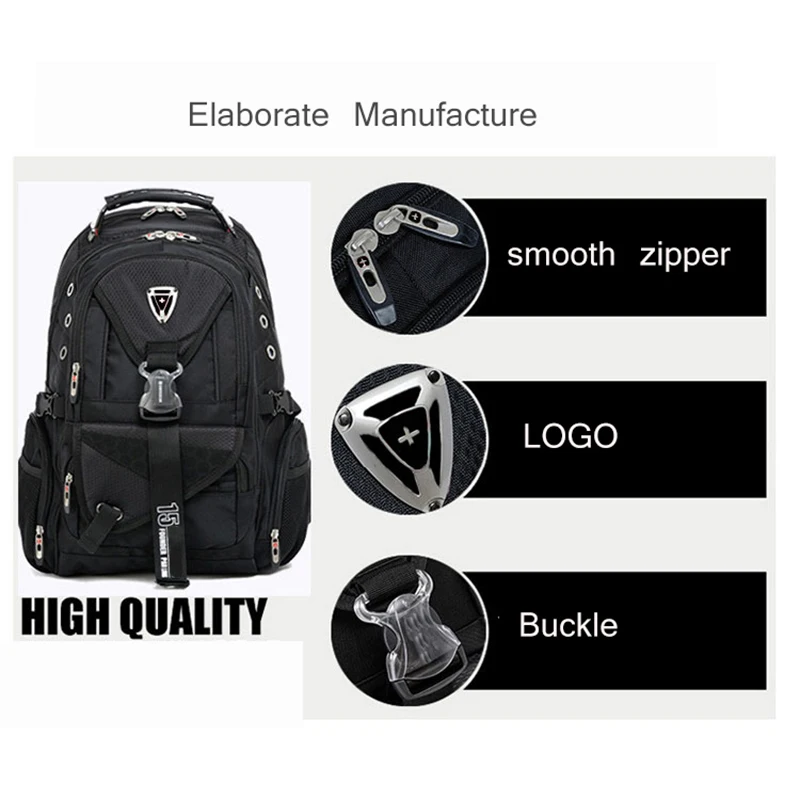  swiss larger travel wateproof Men's 17 laptop Backpacks Waterproof Laptop Backpack Black Mochila Ma