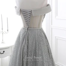 Eternal Moment Boat Neck A line Evening Dress Sequin Lace Short Front Back Long Prom Dress robe de soiree