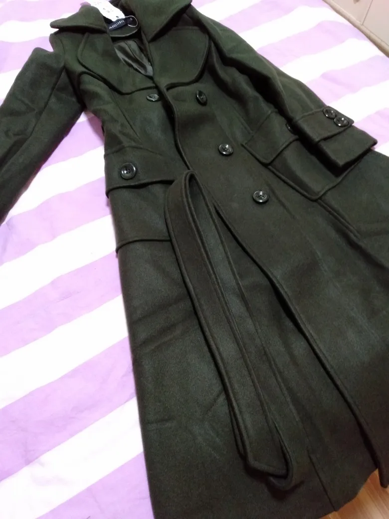 Двубортное толстое теплое шерстяное пальто для женщин, зимнее утепленное женское тонкое длинное кашемировое шерстяное пальто с поясом wq2297