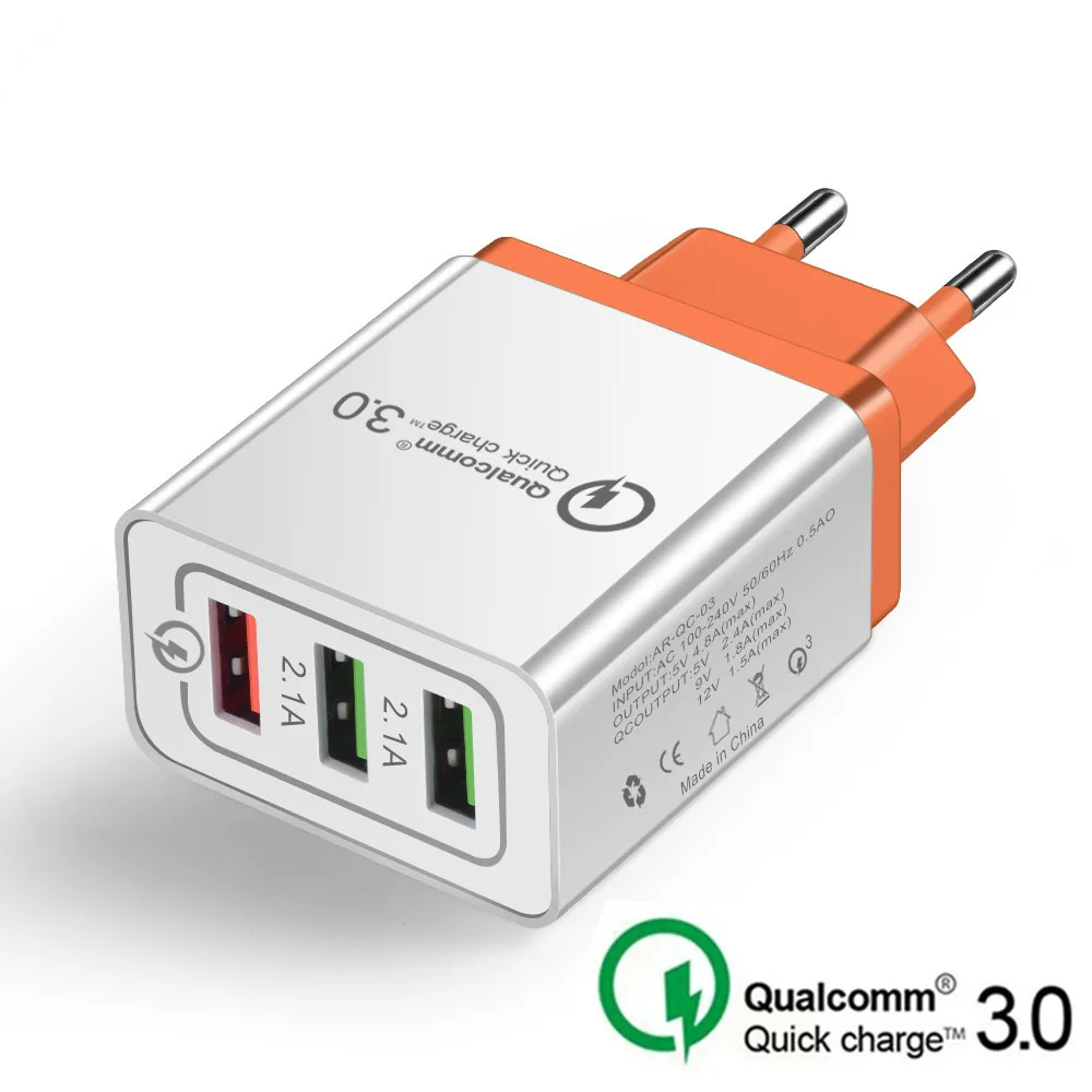 Лидер продаж 18 W USB Быстрая зарядка 3 0 5V 3A для Iphone 7 8 ЕС нам Подключите мобильный