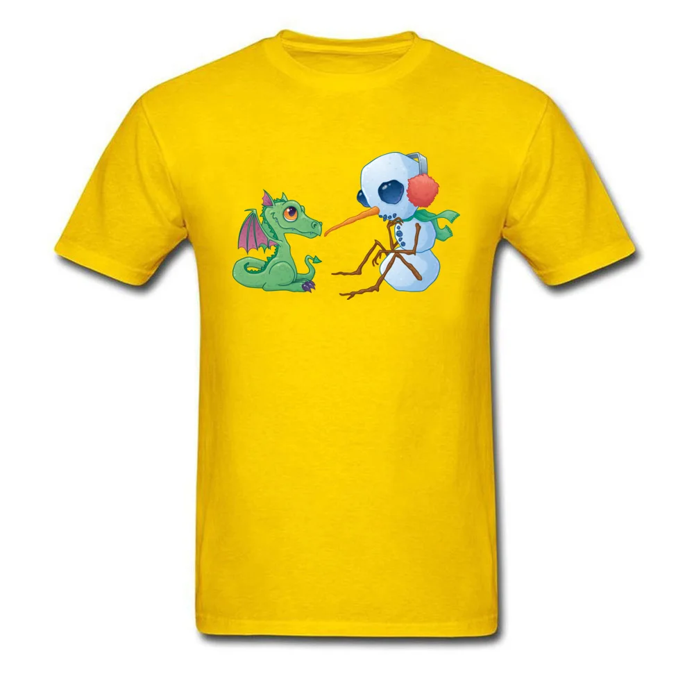 Brand New Men T-Shirt Crew Neck Short Sleeve 100% Cotton Fabric Snowman and Dragon Tops Shirt Europe T-Shirt Top Quality Snowman and Dragon yellow