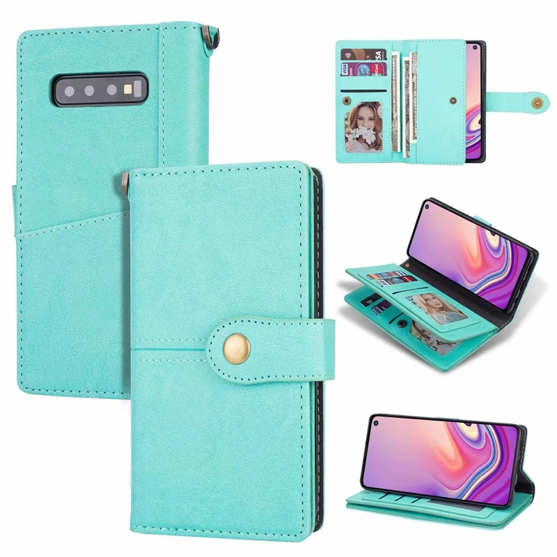 Многофункциональный чехол кошелек из искусственной кожи для Samsung S10 S10e Plus A750 A7 2018