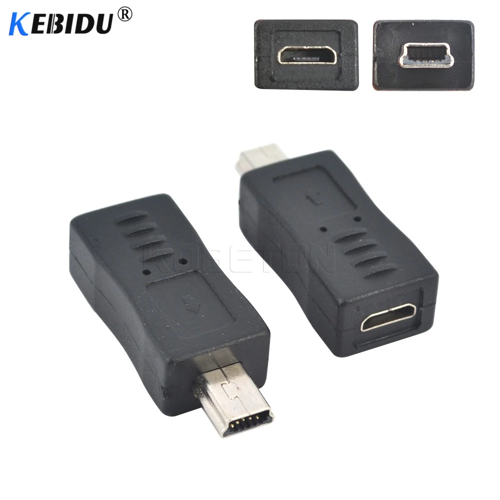 Адаптер переходник kebidu для ПК и телефонов черный Micro USB Мама в Mini папа|Кабели