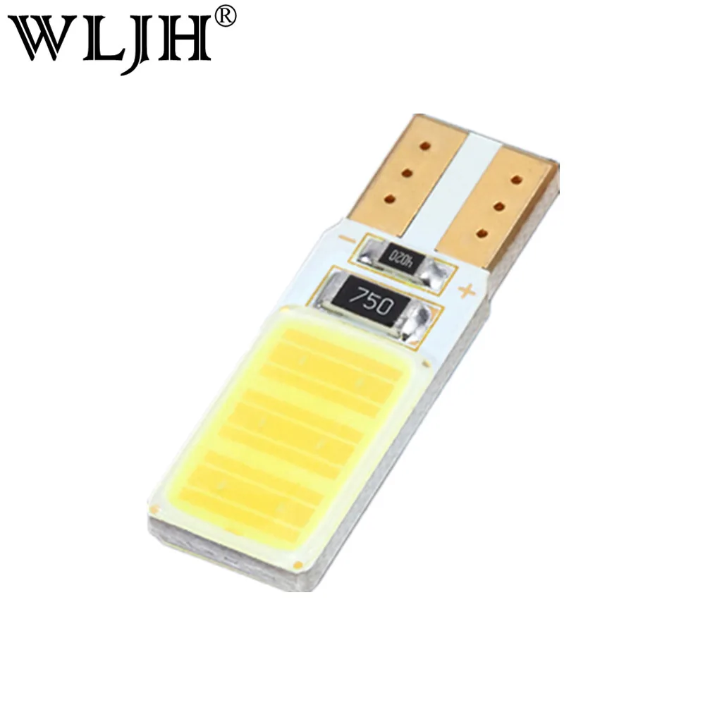 WLJH 1x CAN-шина COB T10 Led No Error W5W светодиодные Авто парковочные лампы, внутреннее освещение номерного знака Боковой габаритный фонарь белый синий светодиодный автомобильный светильник