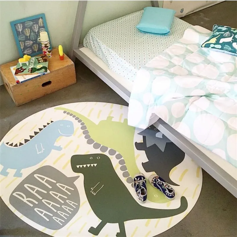 Детский мультфильм круглый ковер коврик с динозавром для маленьких детей для домашнего декора гостиной спальня не скользящие по полу двери yoga коврик