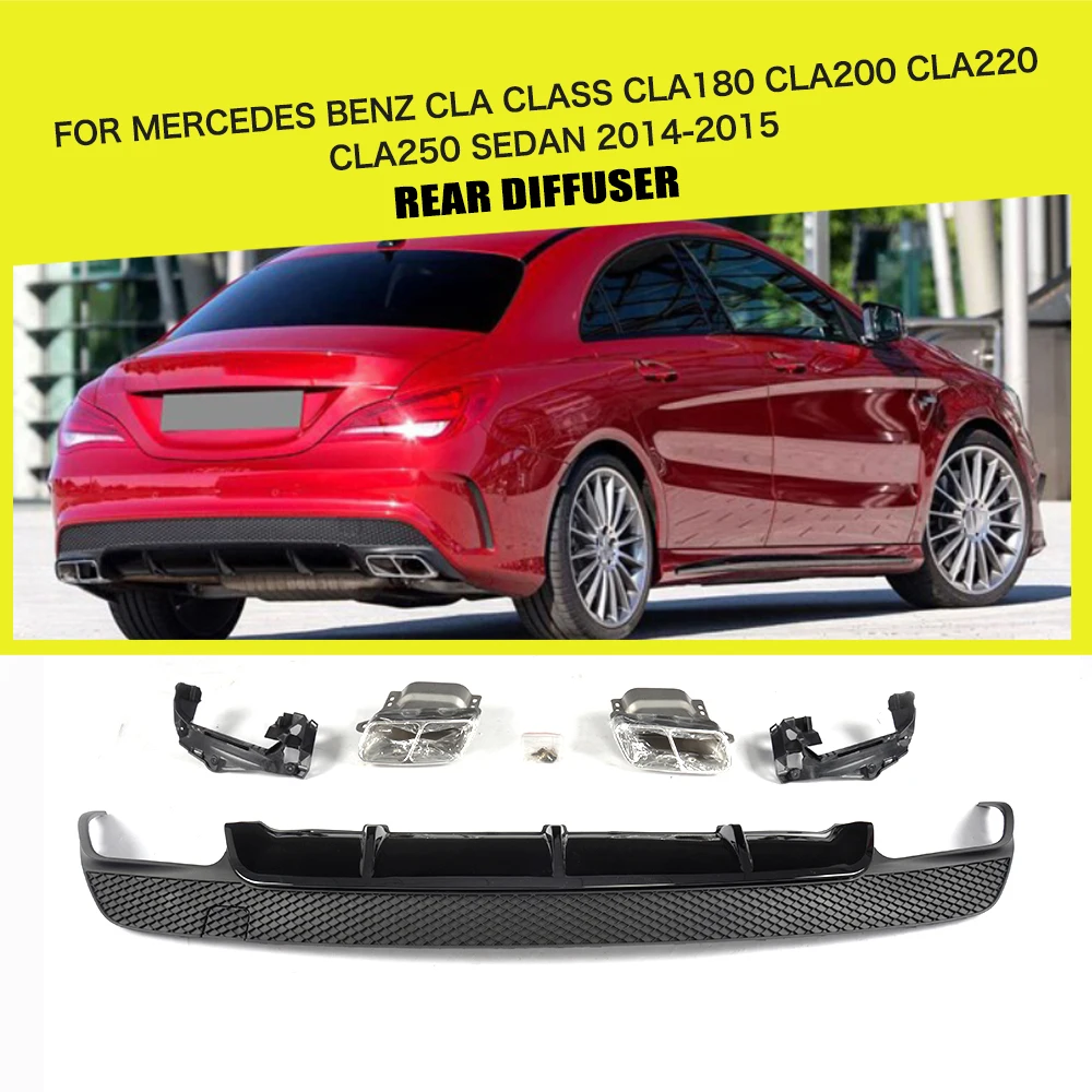 PP Car Rear Bumper Diffuser Lip Exhaust Muffler For Mercedes Benz CLA