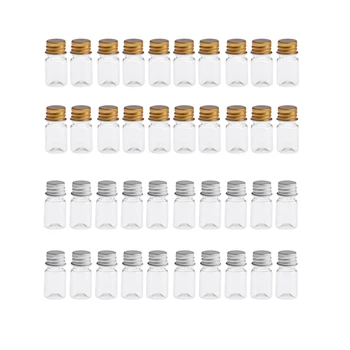 

40x 5 ml Transparent Plastic Sample Bottles Mini Small Lotion Shampoo Storage Containers with Gold/Silver Lids