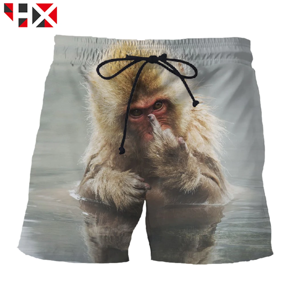 

HX 3D Print Shorts Men/women Fashion Funny Animal Gorilla Men Shorts Harajuku Streetwear Despise Monkey Shorts Men Pants A802