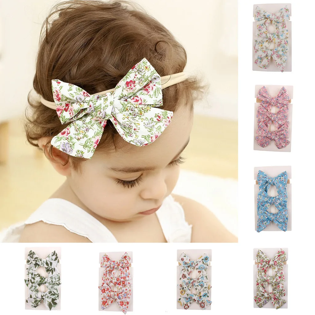 

3Pcs Kids Girls Floral Headband Baby Elastic Band Baby Bows Accessories Hairband Set Opaska Dla Dziewczynki Baby Girl Headbands