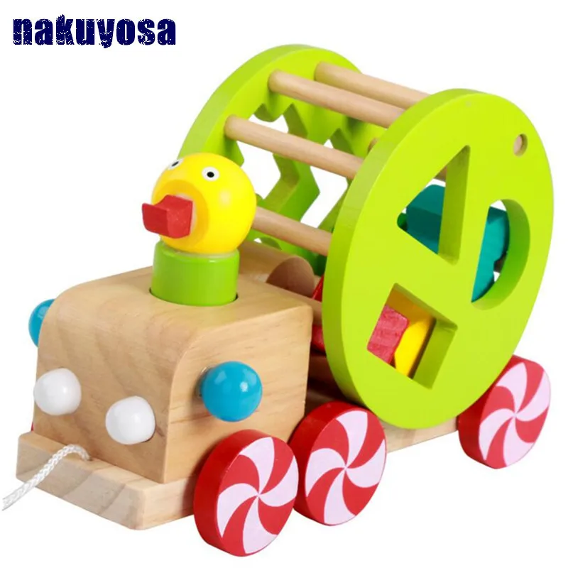 Деревянные игрушки Wise Duck Pull Монтессори Обучающие деревянные блоки Brinquedos детские