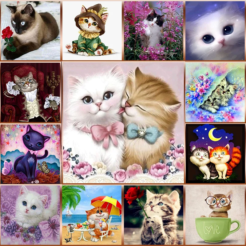 

Round Drill 5D DIY Diamond Painting "Cute CartoonKitty " Cross Stitch 5D Home Decor Gift