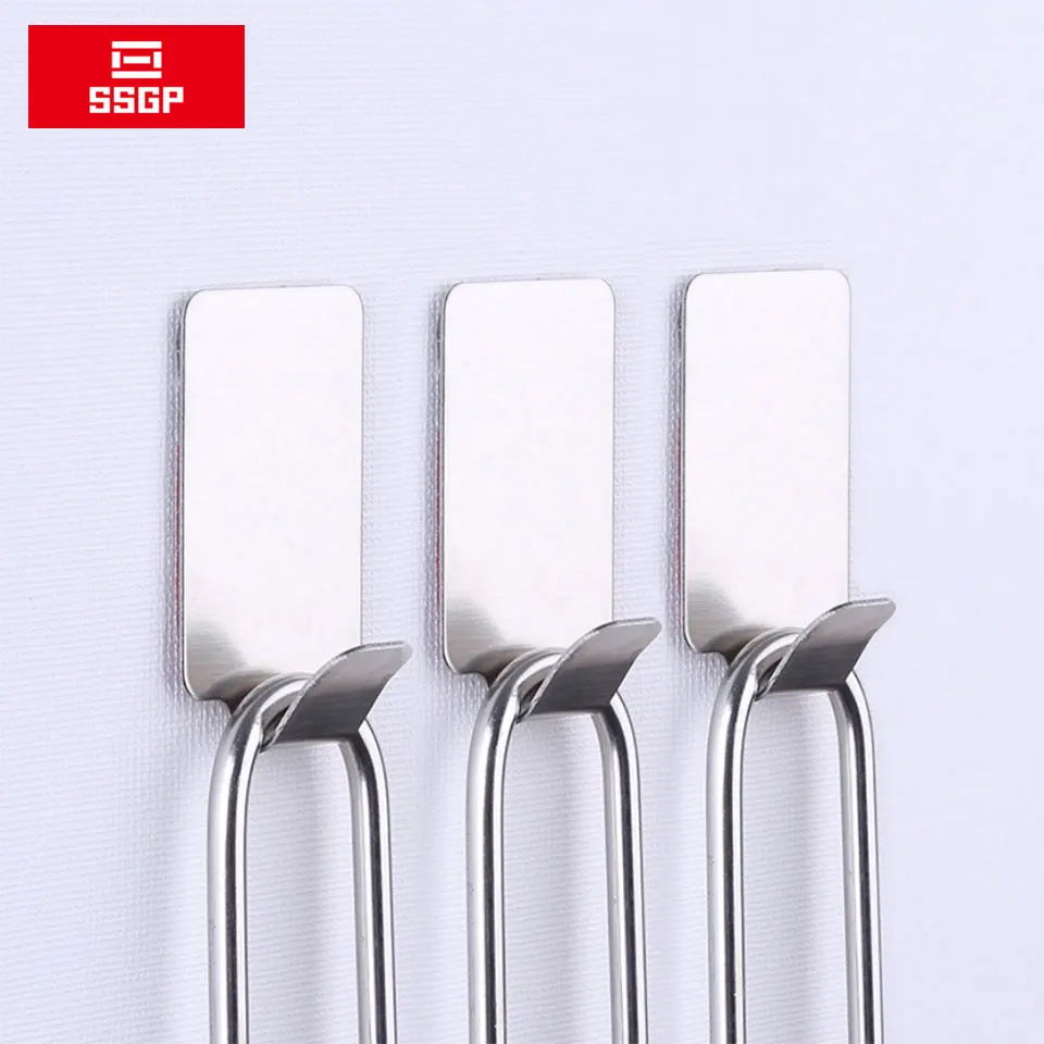 

SSGP Hot Sell Kitchen Gadget Set Self Adhesive Hook Kitchen Wall Door 304 Stainless Steel Hook