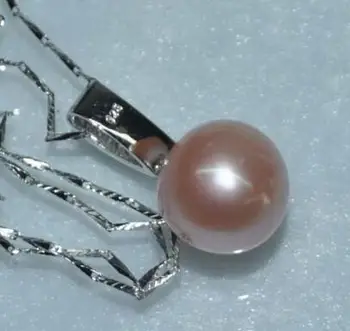 

free shipping jewelry Very Gorgeous purple round 14.8mm furrow kasumi pearl real 925s pendant necklace