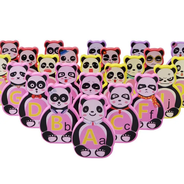 US $26.81 80 Pcs Children Wooden Blocks Domino Word Building Blocks Panda English Learning Building Blocks To