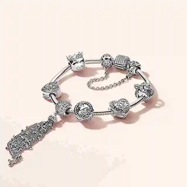 

Fanier 100% 925 Sterling Silver New 1:1 Genuine Princess Natural Magic Elegant Bracelet Lovers Charm Jewels