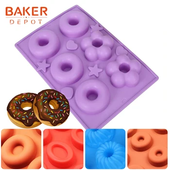 

BAKER DEPOT silicone donut mold chocolate donuts mold oval cookie biscuit pastry mold soap candy fondant mold cake bakeware form