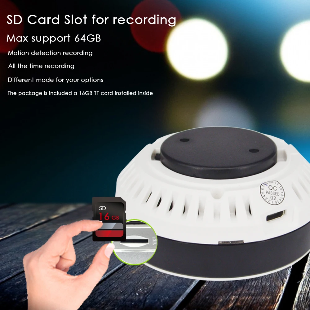  CTVMAN Mini Wifi IP Camera 1080P Panoramic 360 Degree Cam with 16GB SD Card Wireless Surveillance N