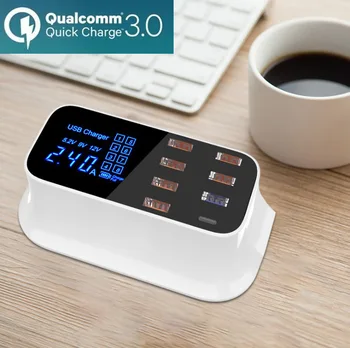 

Mobile Phone USB Charger Quick Charge 3.0 Smart USB Type C Charger Station Led Display Fast Charging Power Adapter Desktop