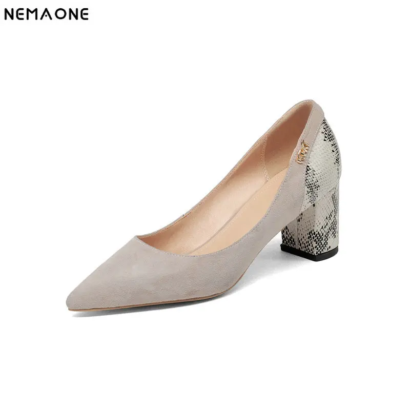 

NEMAONE Women Shoes High Heels leather dress pumps shoe Ladies Pointed Toe Elegant Work Pumps Genuine Leather shoes womens