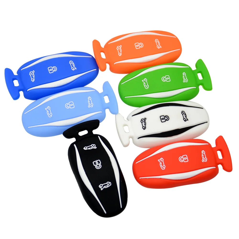 Silicone 3 Buttons Car Key FOB Cover Case Holder Skin  For Tesla Model S X Remote Keyless Silica Gel Soft Shell Free Shipping (2)
