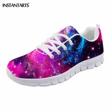 INSTANTARTS/ Модные женские кроссовки; повседневная обувь на плоской подошве с принтом «Галактика»; женские дышащие туфли на плоской подошве с 3D принтом «Звездная Вселенная»