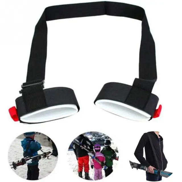 Ski Pole Hand Shoulder Adjustable Carrier Handle Lash Straps  Hook Loop Protection Black Nylon Skiing Handle Strap Bags