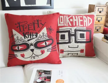 

New Pillows Red Cat & Glasses Mr.Cat Cushion Cartoon pillowcase for home decorate sofa cushions 45*45cm 2PCS/LOT