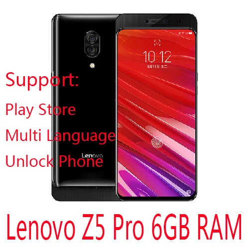 lenovo Z5 Pro смартфон Android Celular разблокированный мобильный телефон 6 ГБ 128 ГБ Octa-core Face ID 6,3" отпечаток пальца 24MP 1080P - Цвет: Full Black Color