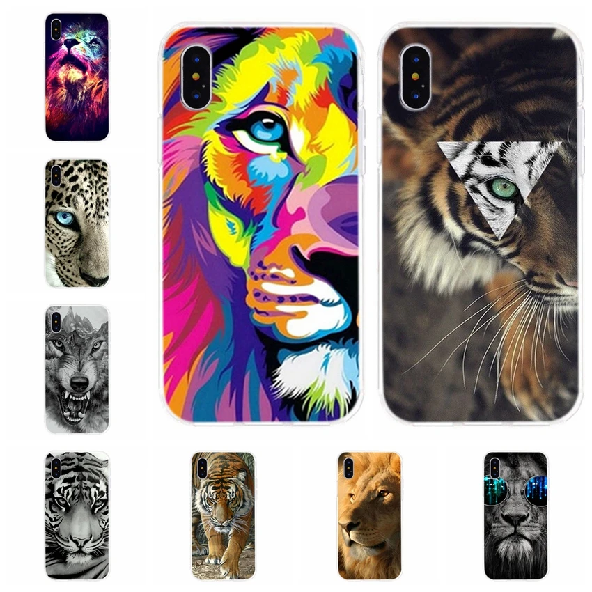

Silicon phone Case For iPhone6 7 8 plus XS Max Case Cover wolf tiger lion Leopard bear For iPhone X XS XR Case Covers I007