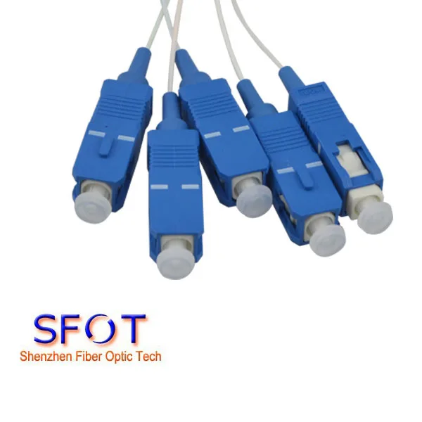 FTTH 1*4 волоконно-оптический разветвитель plc, тип стальной трубки, с разъемами SC/UPC, 0,9 мм, 1 м, для GPON EPON