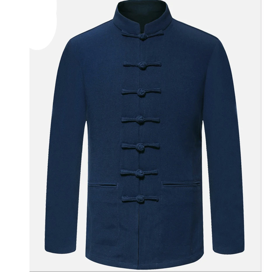 

Blue Top Grade Brand New Arrival Chinese Traditional Men's Handmade Coil Button Jackets Coats M L XL XXL 3XL MTJ2015027